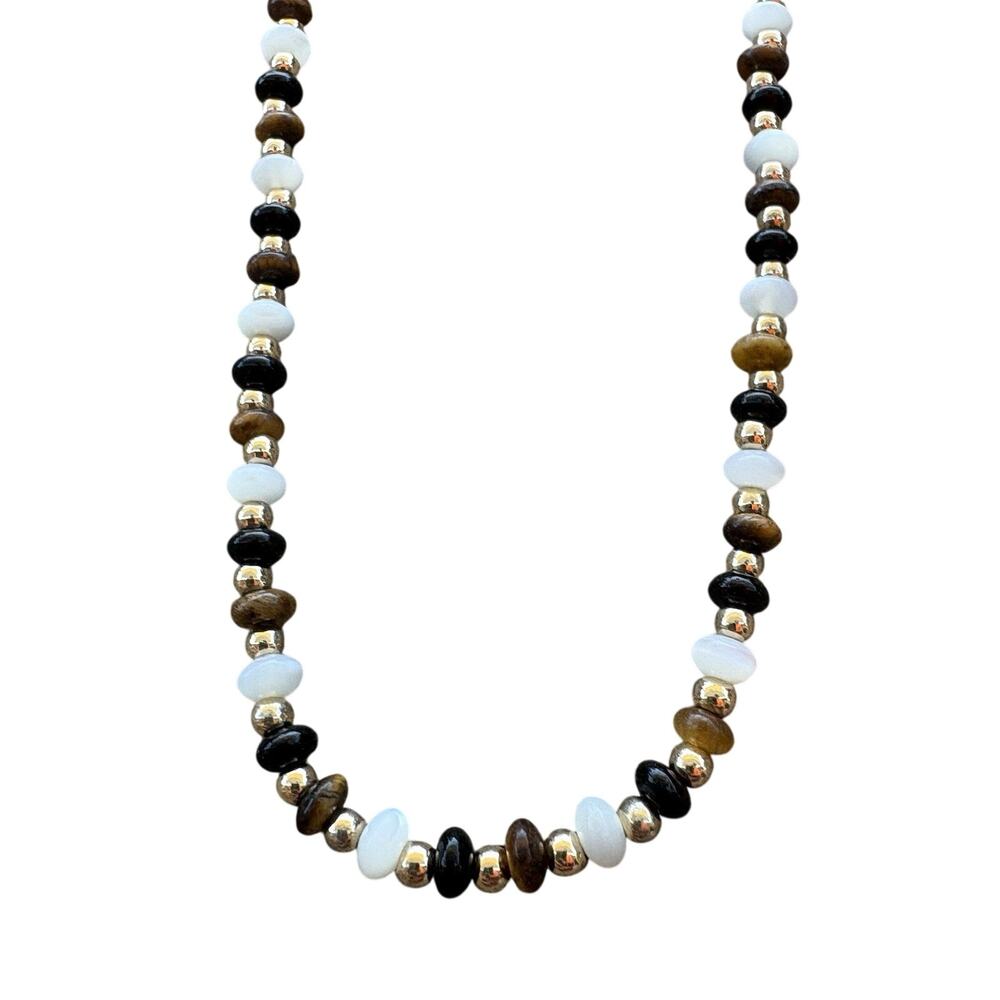 Park Lane Choker Beaded Black Gold White Summer Grecian Dainty